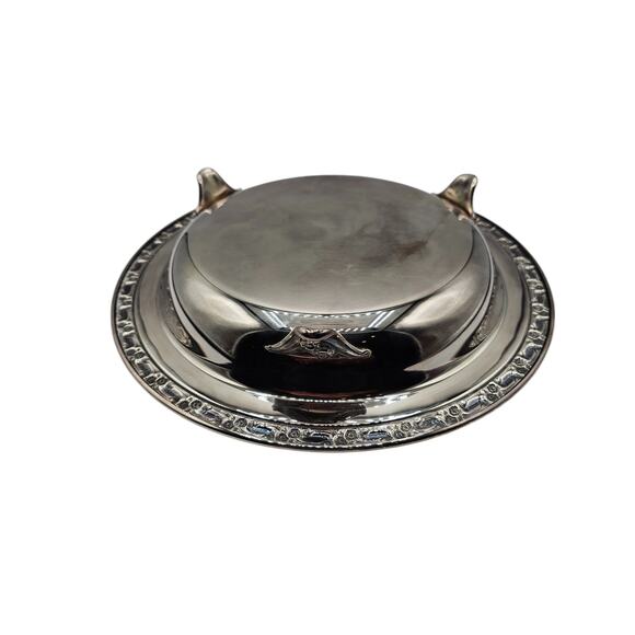 Oneida Community Ltd. HENLEY Tudor small Round Footed serving tray Floral edged - Picture 5 of 5